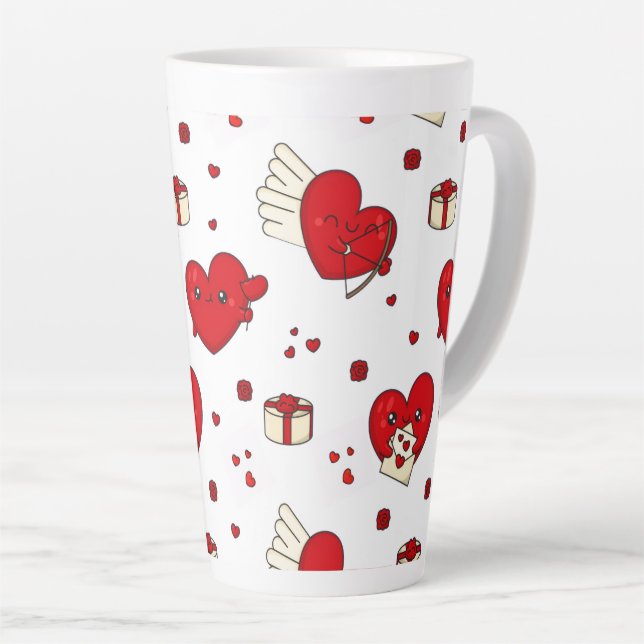 Taza De Café Latte Chic Love-Themed Valentine’s Day Gift Red Heart (Ángulo derecho)