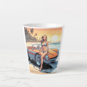 Taza De Café Latte Chica con coche deportivo