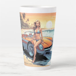 Taza De Café Latte Chica con coche deportivo
