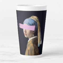 Taza De Café Latte Chica con oreja de perlas con pincel rosa