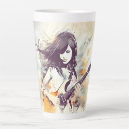 Taza De Café Latte Chica con vibraciones de música rock