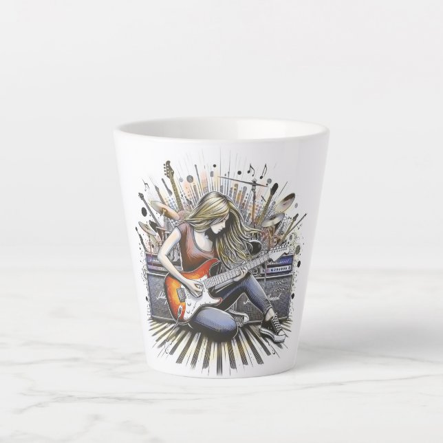 Taza De Café Latte Chica con vibraciones musicales (Anverso)