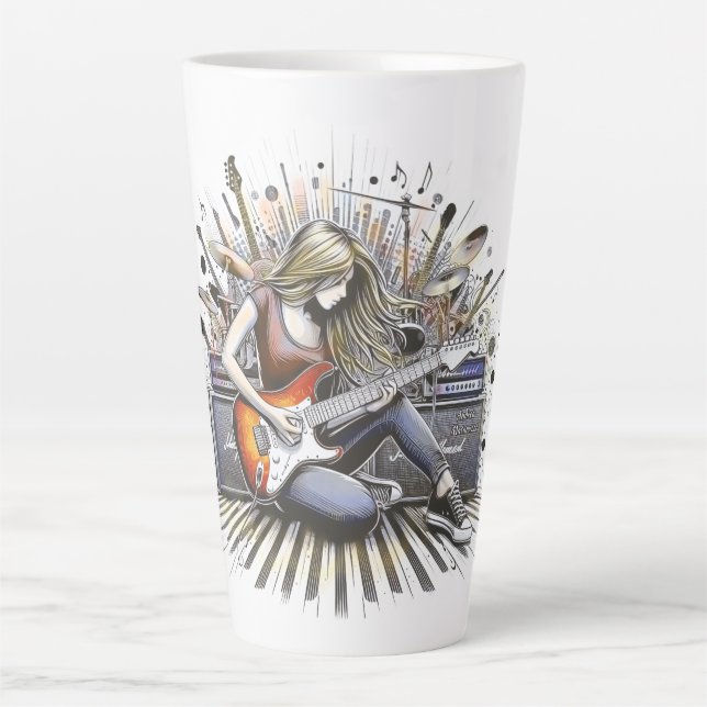 Taza De Café Latte Chica con vibraciones musicales (Anverso)