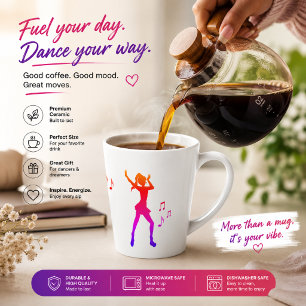 Taza De Café Latte Chica de anime bailando con notas musicales – Cool