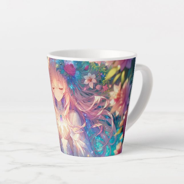 Taza De Café Latte Chica de Anime Étéreo Magico (Ángulo derecho)