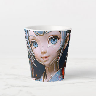 Taza De Café Latte Chica de Anime Soñadora de Porcelana