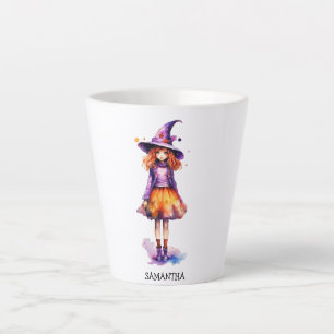 Taza De Café Latte Chica de Brujas Pastel Cute - Estética de Hallowee