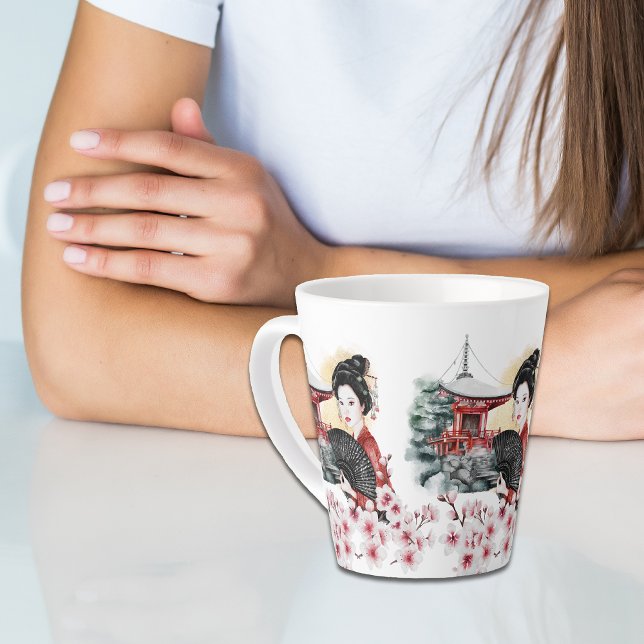 Taza De Café Latte Chica de la Pagoda Geisha (Subido por el creador)