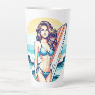 Taza De Café Latte Chica Deporte y Surf