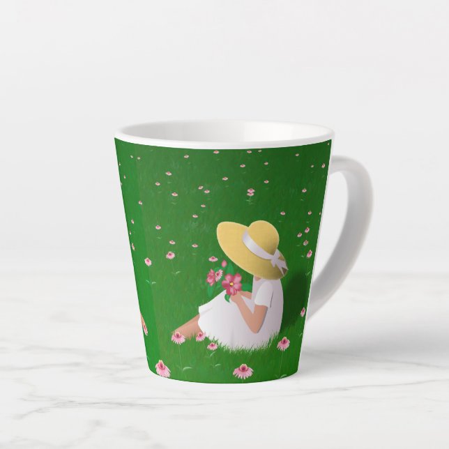 Taza De Café Latte Chica En Grasa (Ángulo derecho)