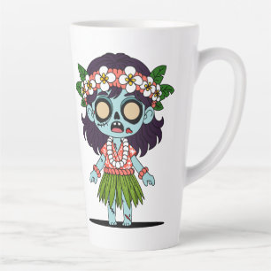Taza De Café Latte Chica Hawaiana Zombie Linda