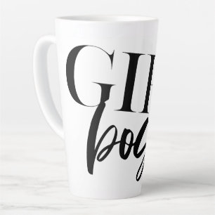 Taza De Café Latte Chica Jefe   Texto negro moderno  