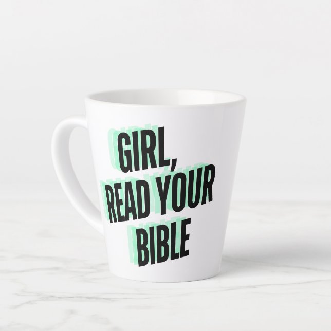 Taza De Café Latte Chica, lee tu biblia Latte Mug (Ángulo izquierdo)