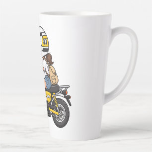 Taza De Café Latte Chica linda de motocicleta – Dibujo animado de min