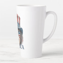 Taza De Café Latte Chica Merica, 4 de julio Chica de Glam con estrell