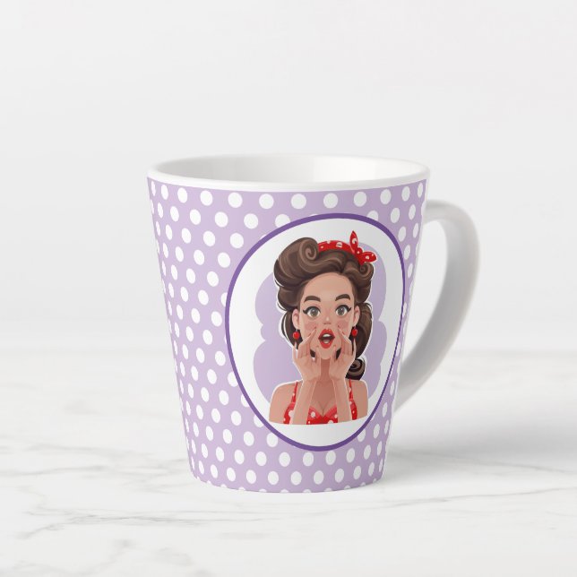 Taza De Café Latte Chica retro cúrito Latte Mug (Ángulo derecho)