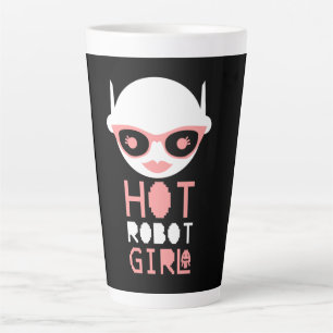 Taza De Café Latte Chica robot caliente