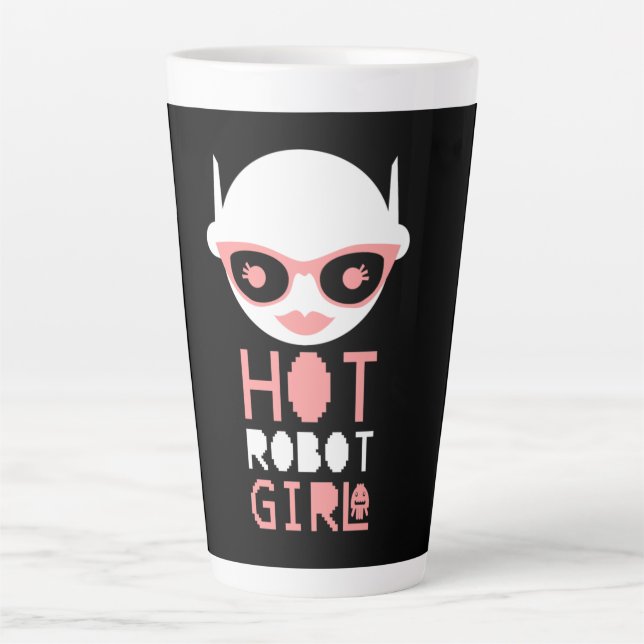 Taza De Café Latte Chica robot caliente (Anverso)