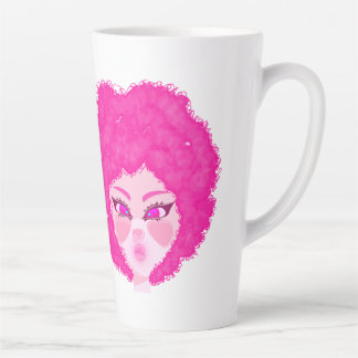 Taza de café latte chica rosa