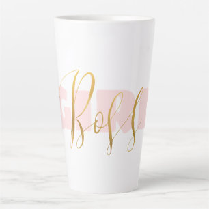 Taza De Café Latte Chica Rosa Jefe de Oro