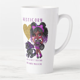 Taza De Café Latte Chicas amigo regalo de unicornio negro Besticorn m