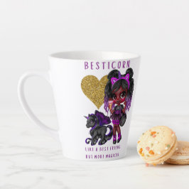 Taza De Café Latte Chicas amigo regalo de unicornio negro Besticorn m