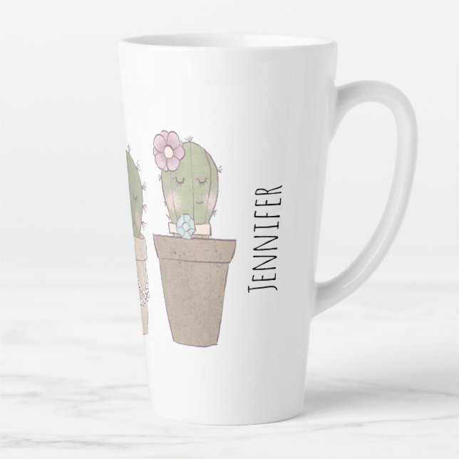 Taza De Café Latte Chicas Cute Cactus Con Joyería (Derecha)