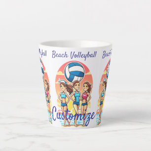 Taza De Café Latte Chicas de voleibol de playa Thunder_Cove
