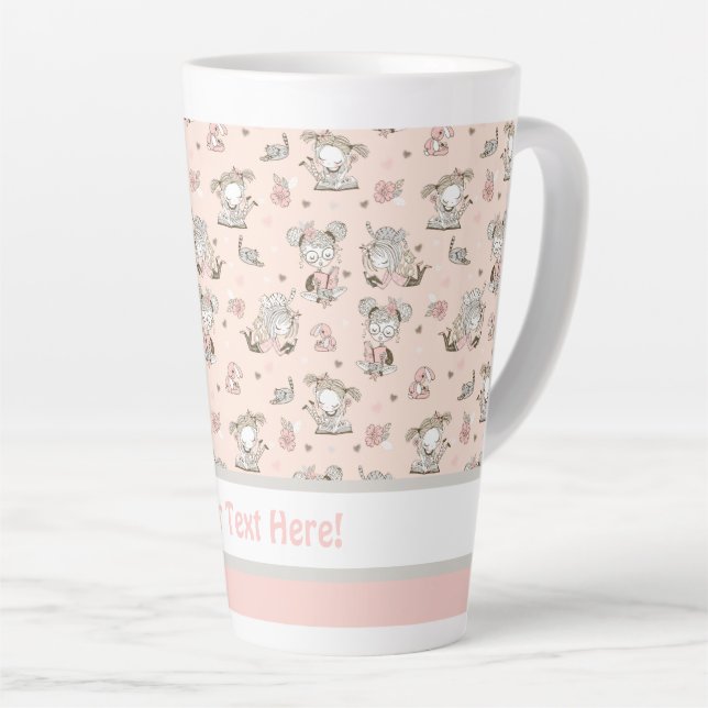 Taza De Café Latte Chicas inteligentes leyendo libros e ideas de rega (Ángulo derecho)
