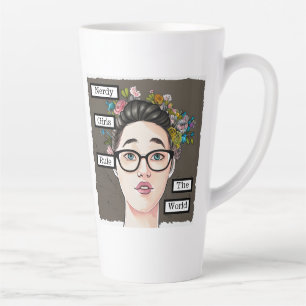Taza De Café Latte Chicas nerviosos dominan el mundo