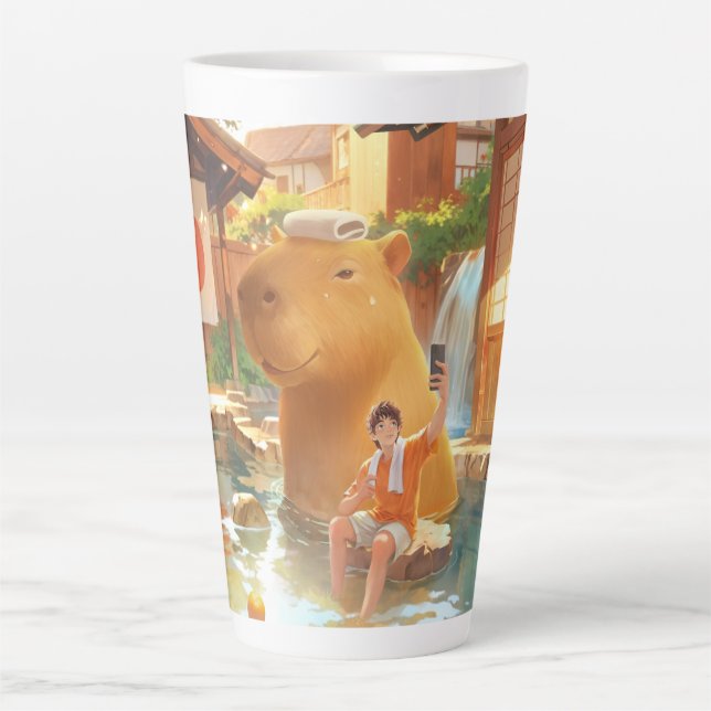 Taza De Café Latte Chigüiro gigante - Ilustracion de primavera calien (Anverso)