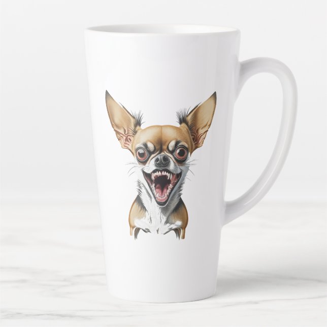 Taza De Café Latte Chihuahua Malo | Perros Divertidos (Derecha)