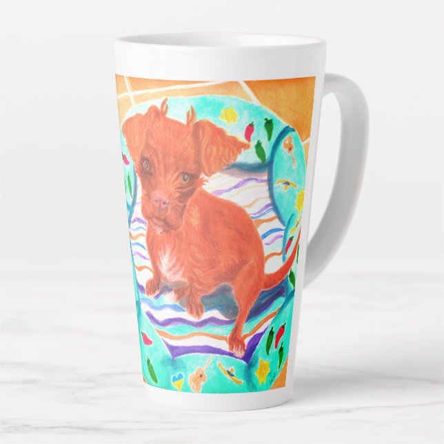 Taza De Café Latte Chihuahua Poodle Mix (Ángulo derecho)