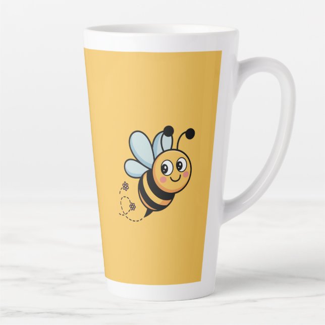 Taza De Café Latte Child-Friendly Bee Mascot with Dotted Trail (Derecha)