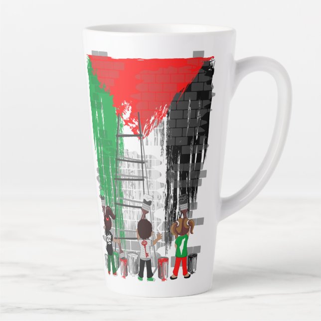 Taza De Café Latte Children of Gaza Painting Palestine Flag  (Derecha)