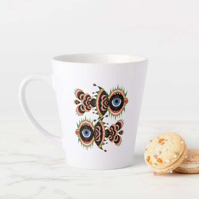 Taza De Café Latte Chimera - Fish Bird Latte Mug (In situ)