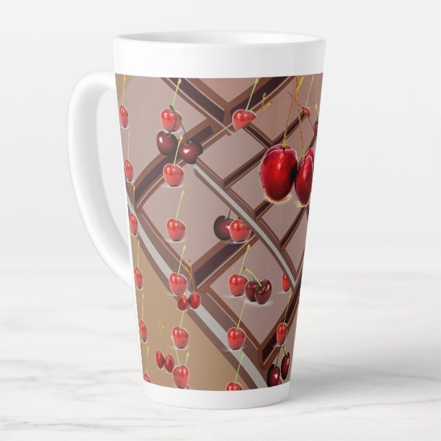 Taza De Café Latte Chocolate de cerezas marrones (Ángulo izquierdo)