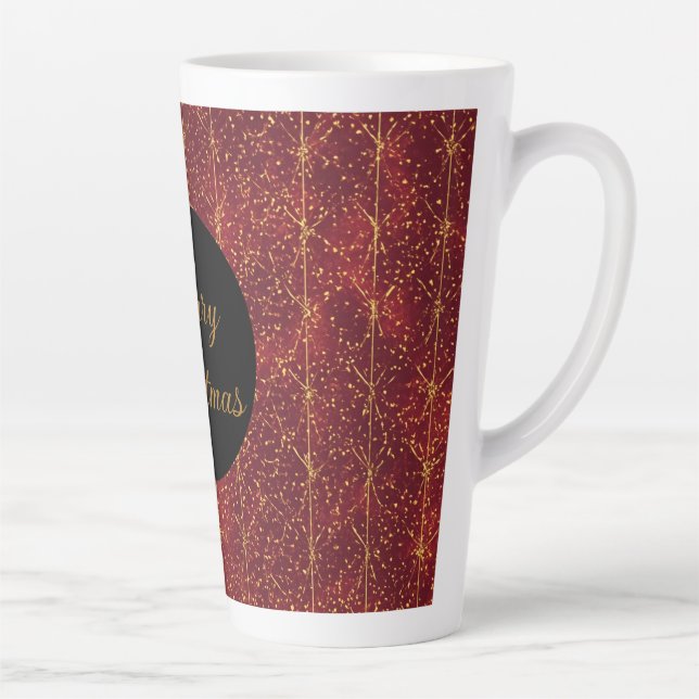 Taza De Café Latte Christmas Flowers ,Red Gold Black,Merry Christmas (Derecha)