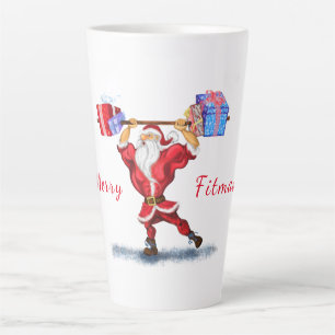 Taza De Café Latte Christmas Gift Latte Mug Bodybuilder Santa Claus