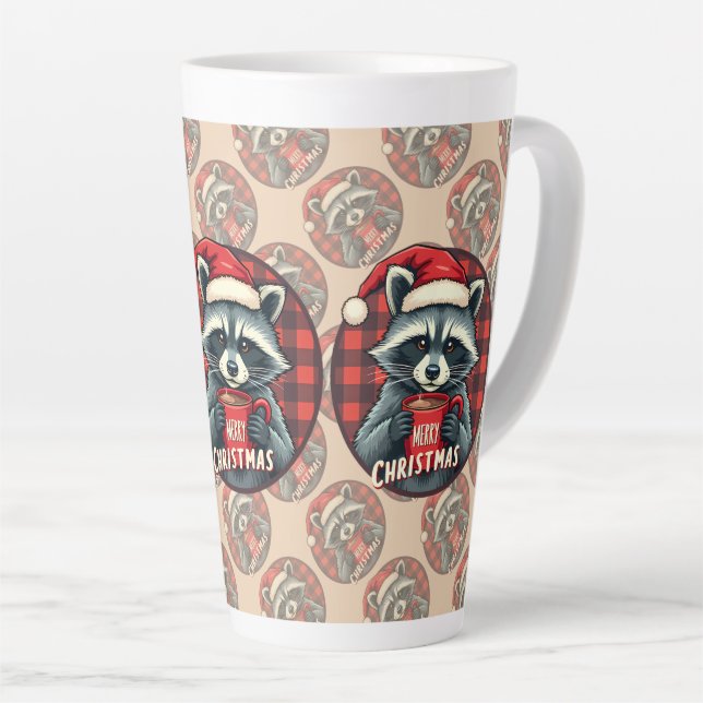 Taza De Café Latte Christmas Raccoon Cocoa Cheer (Ángulo derecho)