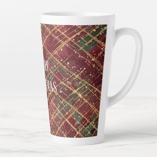 Taza De Café Latte Christmas, Red Gold Green ,White Merry Christmas (Derecha)