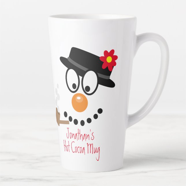 Taza De Café Latte Christmas Snowman Cartoon Personalized Hot Cocoa (Derecha)