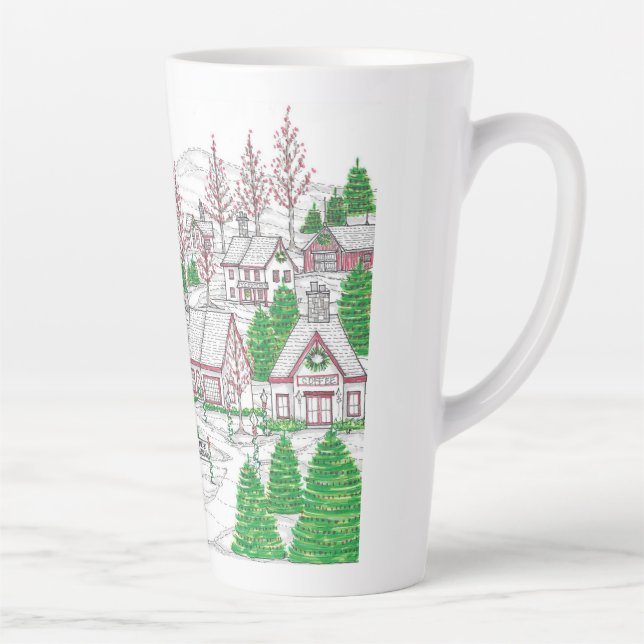 Taza De Café Latte Christmas Village Large Latte Mug (Derecha)