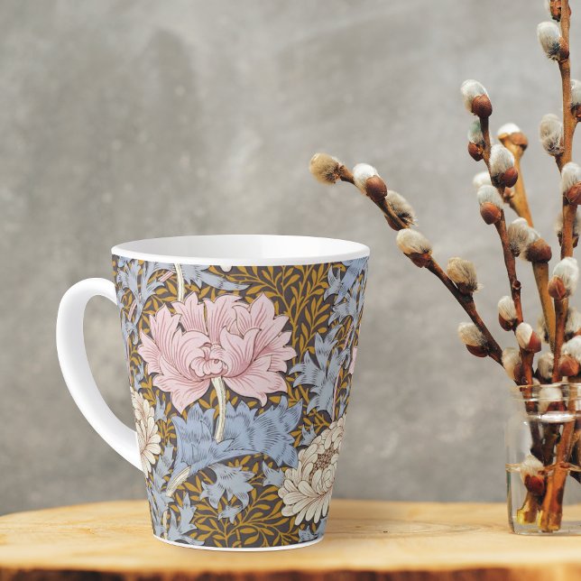 Taza De Café Latte Chrysanthemum Floral rosa William Morris (Subido por el creador)