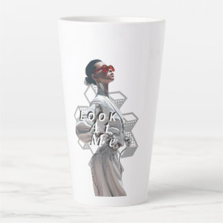Taza De Café Latte Ciborg elegante en moda futurista blanca