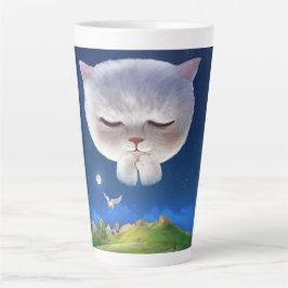 Taza De Café Latte Cielo nocturno soñado con gato
