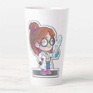 Taza De Café Latte Científico chica Pegatina Art Latte Mug