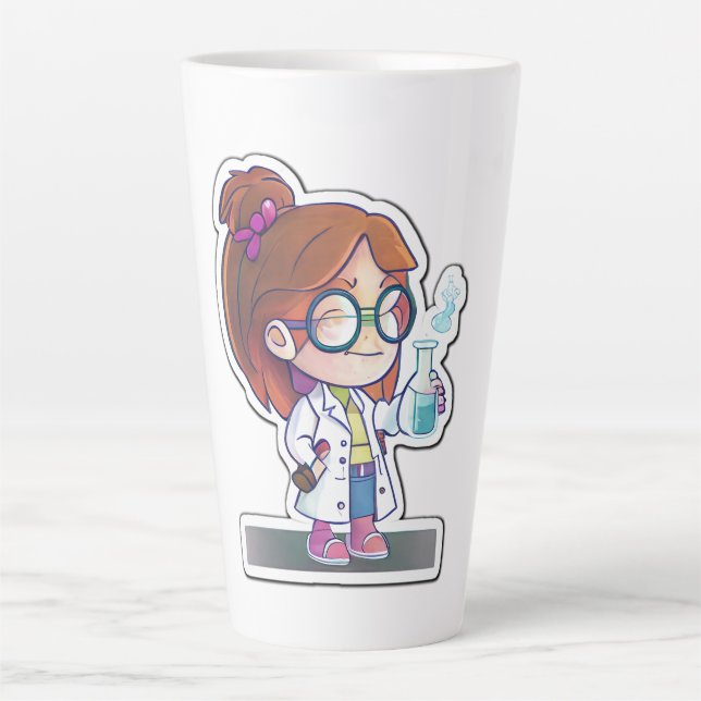 Taza De Café Latte Científico chica Pegatina Art Latte Mug (Anverso)
