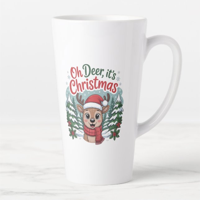 Taza De Café Latte ciervo nombre personalizado Navidad  (Derecha)