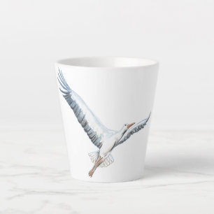 Taza De Café Latte Cigüeña blanca volando Pequeña parrilla de lata